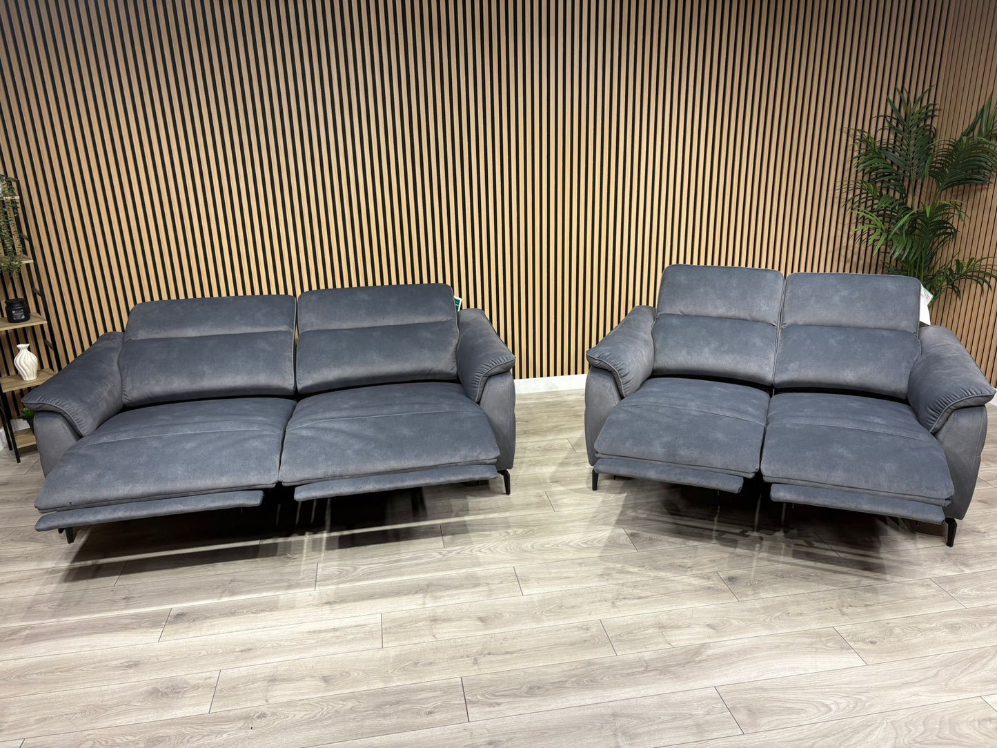 Furniture Village EZRA Style Fabric 3 Seater + 2 Seater Power Recliners - RRP £3890