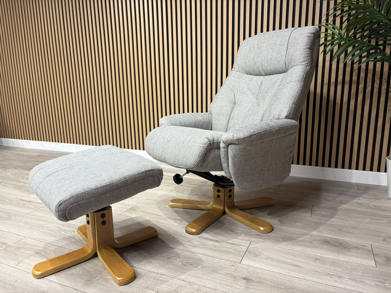 John Lewis Sample Relaxed Swivel Recliner Chair + Footstool - RRP £899