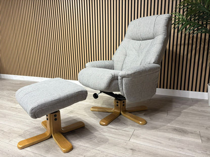 John Lewis Sample Relaxed Swivel Recliner Chair + Footstool - RRP £899