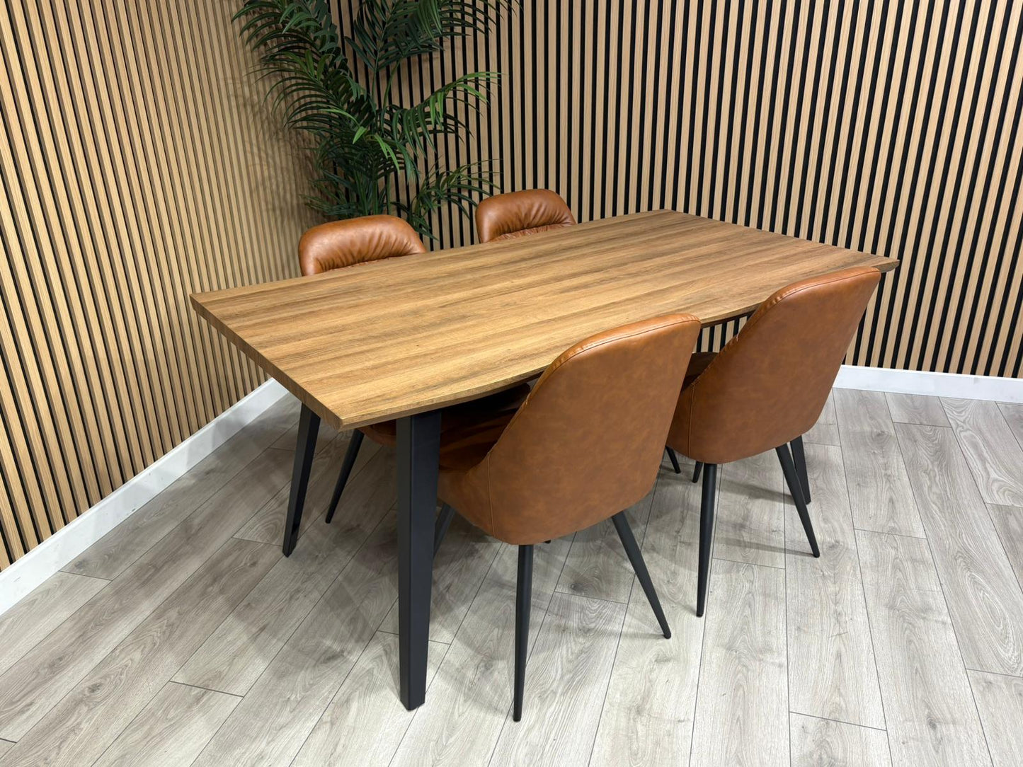 NEXT Sample - Corrine Industrial Dining Table + 4 leather effect chairs - RRP £1899