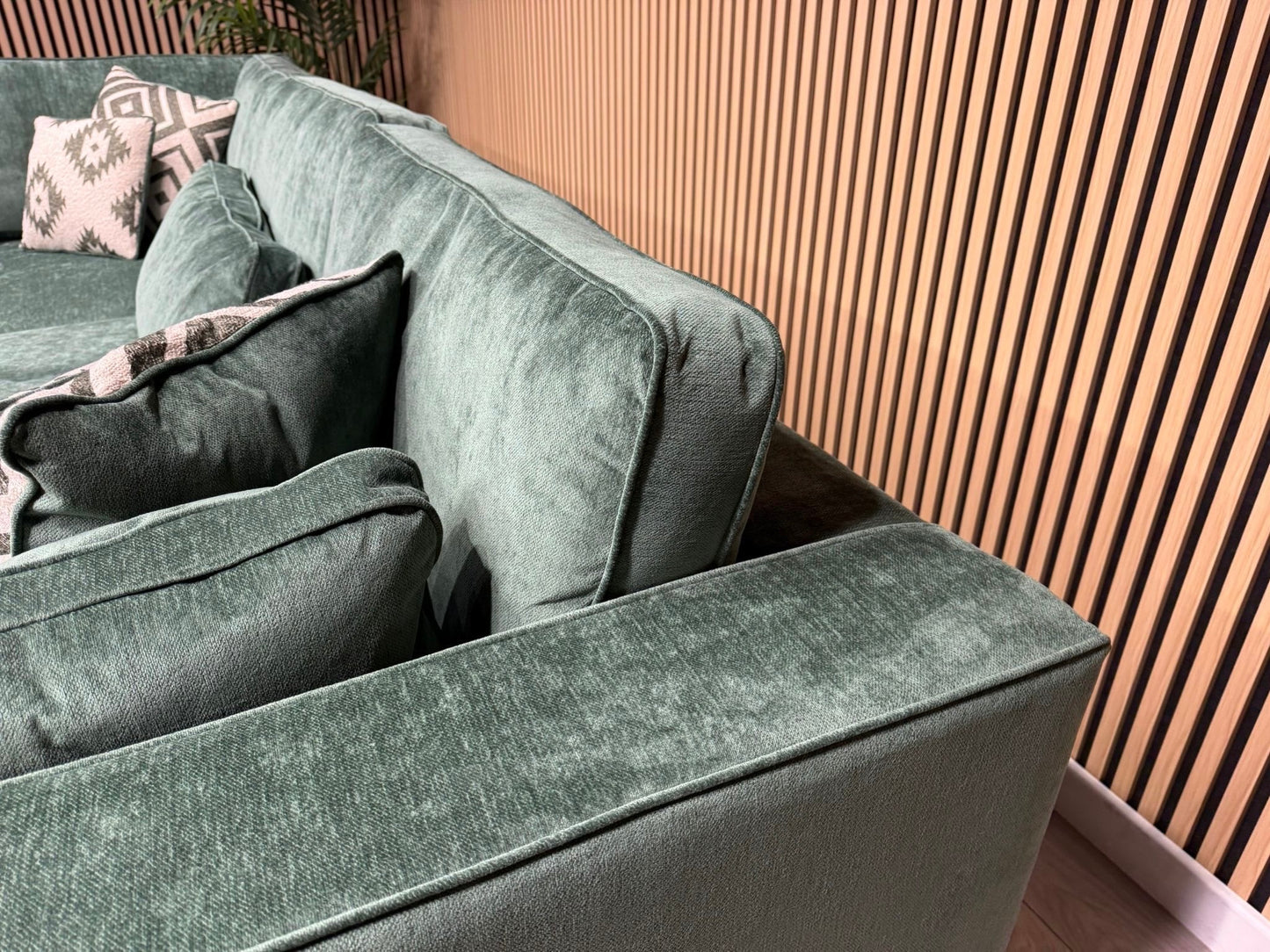 Sofology CAVALLI Style Fabric Open Chaise LHF Corner Sofa + Footstool - RRP £5398