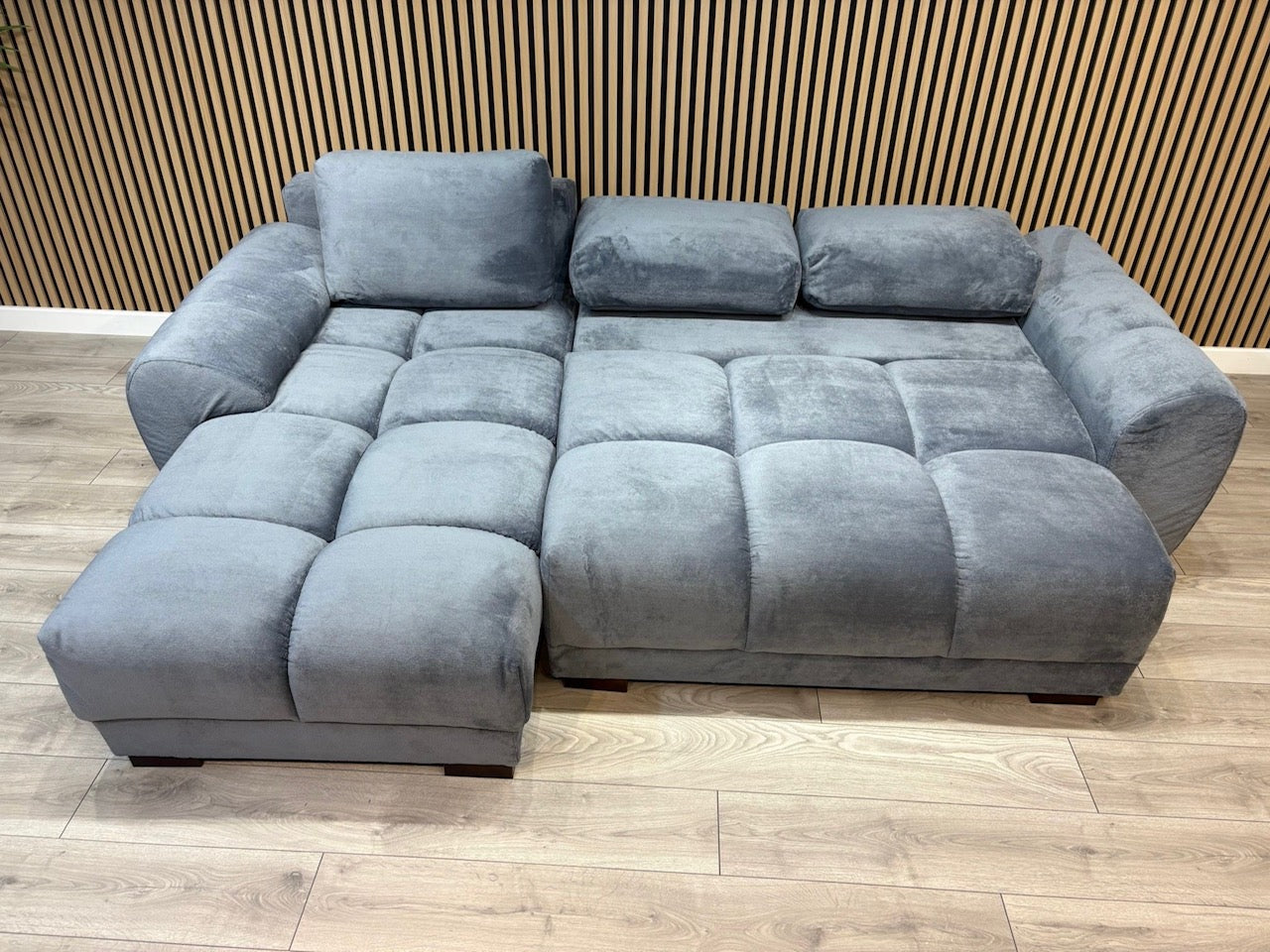 AZZURO Premium Fabric LHF Corner Chaise Sofa Bed with Storage, Grey - RRP £1,799