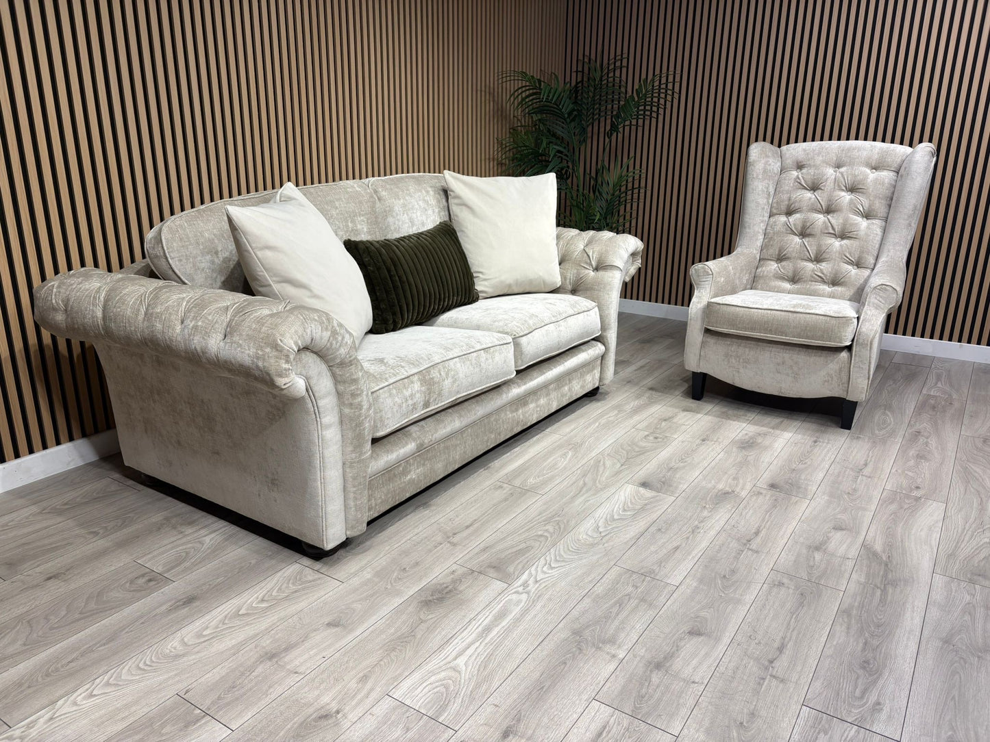 Victoria Fabric 3 Seater Sofa + Wingback Chair Set - RRP £3198
