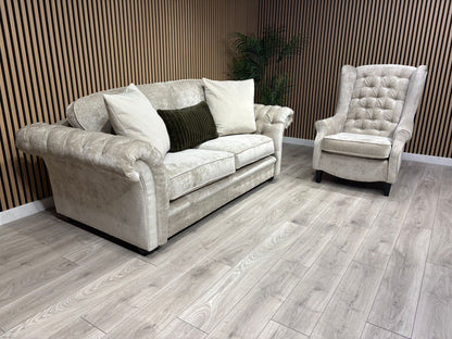 Victoria Fabric 3 Seater Sofa + Wingback Chair Set - RRP £3198