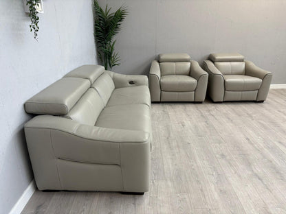 Furniture Village Elixir 3 Seater + 2 Armchairs Leather Power Recliner Sofa Set RRP £4785