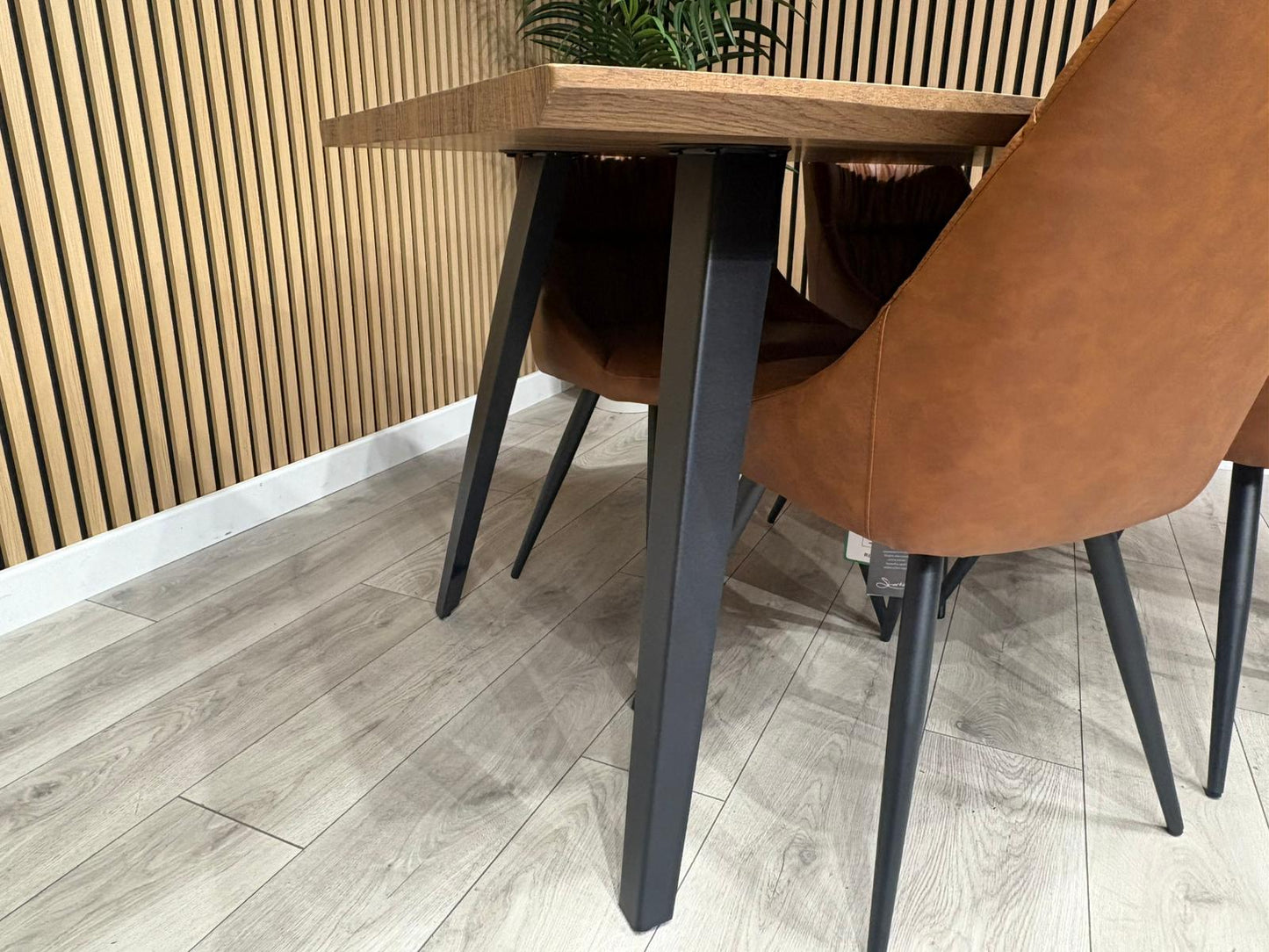 NEXT Sample - Corrine Industrial Dining Table + 4 leather effect chairs - RRP £1899