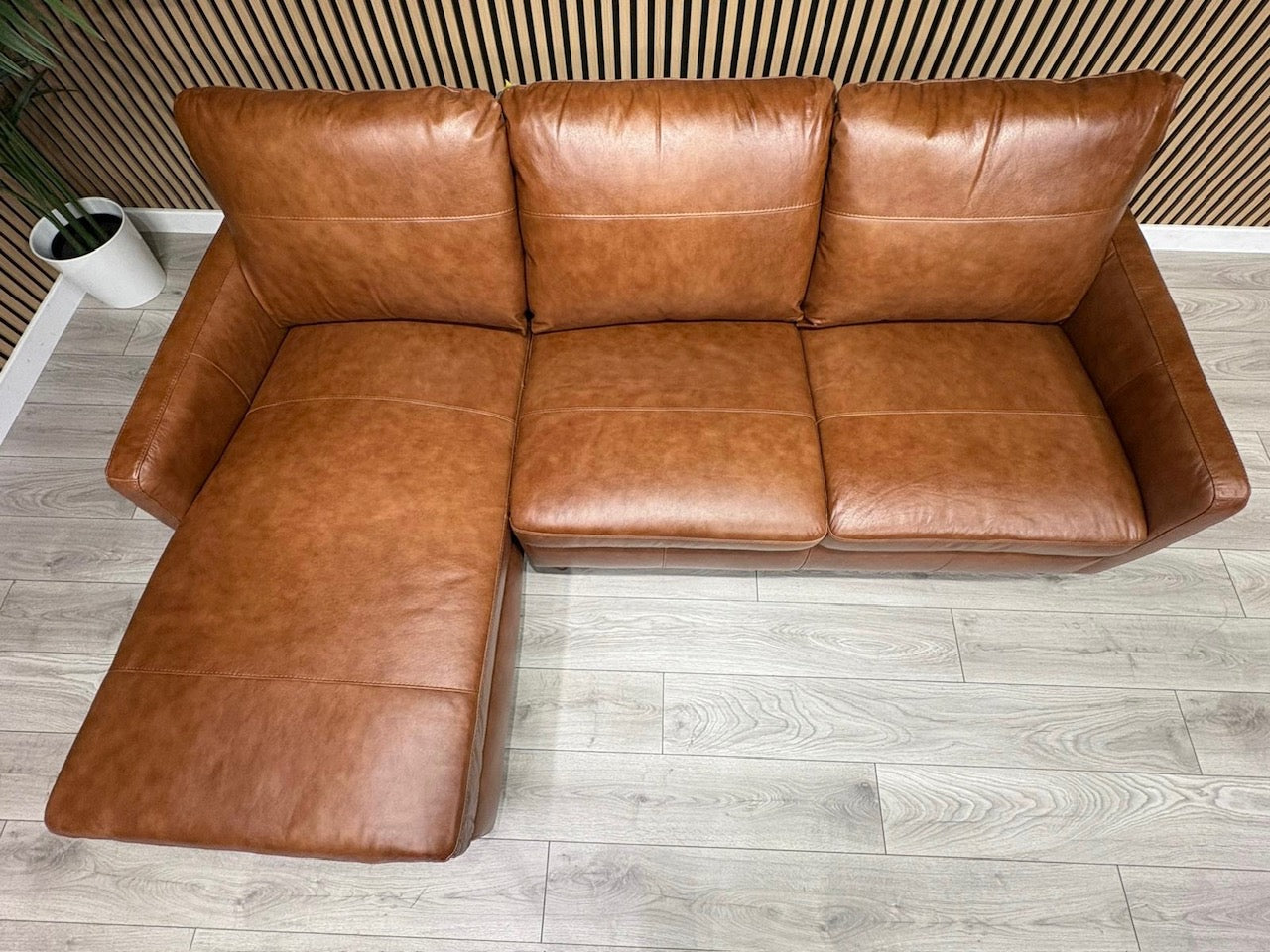 John Lewis BAILEY Style LHF Leather 3 Seater Chaise End Sofa, Tan - RRP £3,449