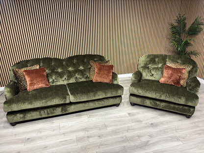 Alexander & James 4 Seater Button Back Sofa + Cuddle Chair, RRP: £3495