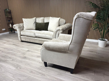 Victoria Fabric 3 Seater Sofa + Wingback Chair Set - RRP £3198