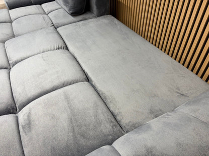 AZZURO Premium Fabric LHF Corner Chaise Sofa Bed with Storage, Grey - RRP £1,799