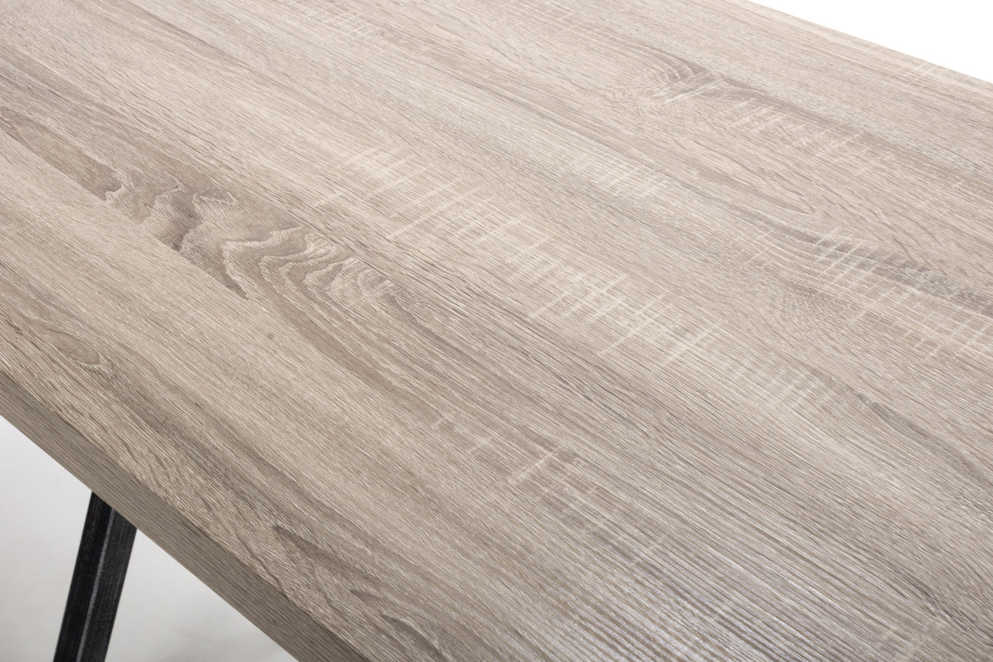 Oak Top Bar Table with Black Cross Metal Legs