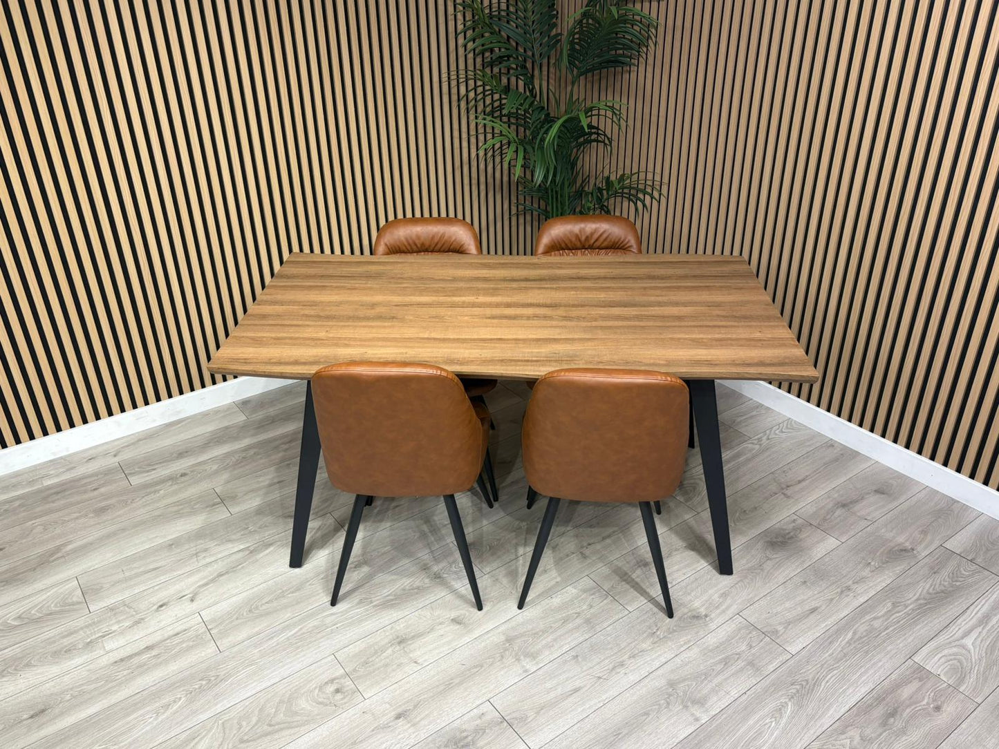 NEXT Sample - Corrine Industrial Dining Table + 4 leather effect chairs - RRP £1899