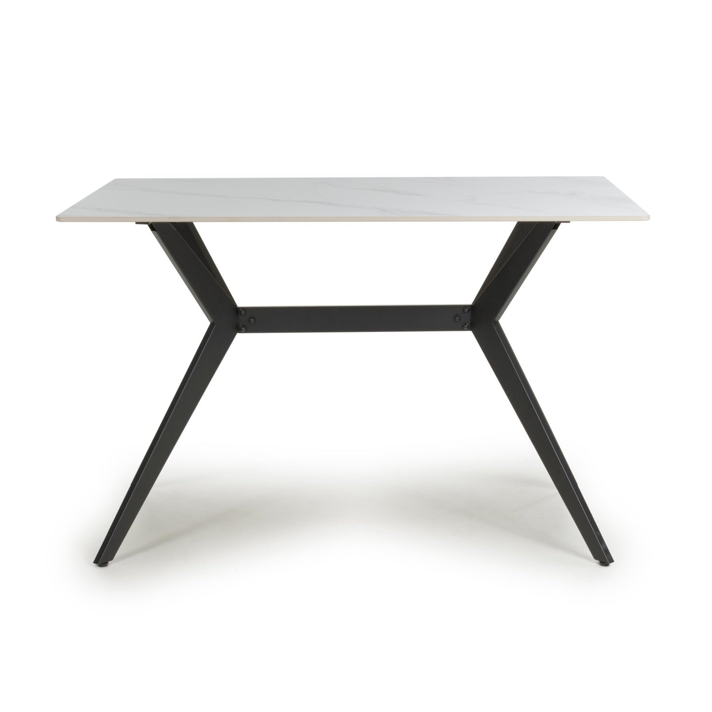 White Marble Effect 120cm Dining Table with X Frame Legs