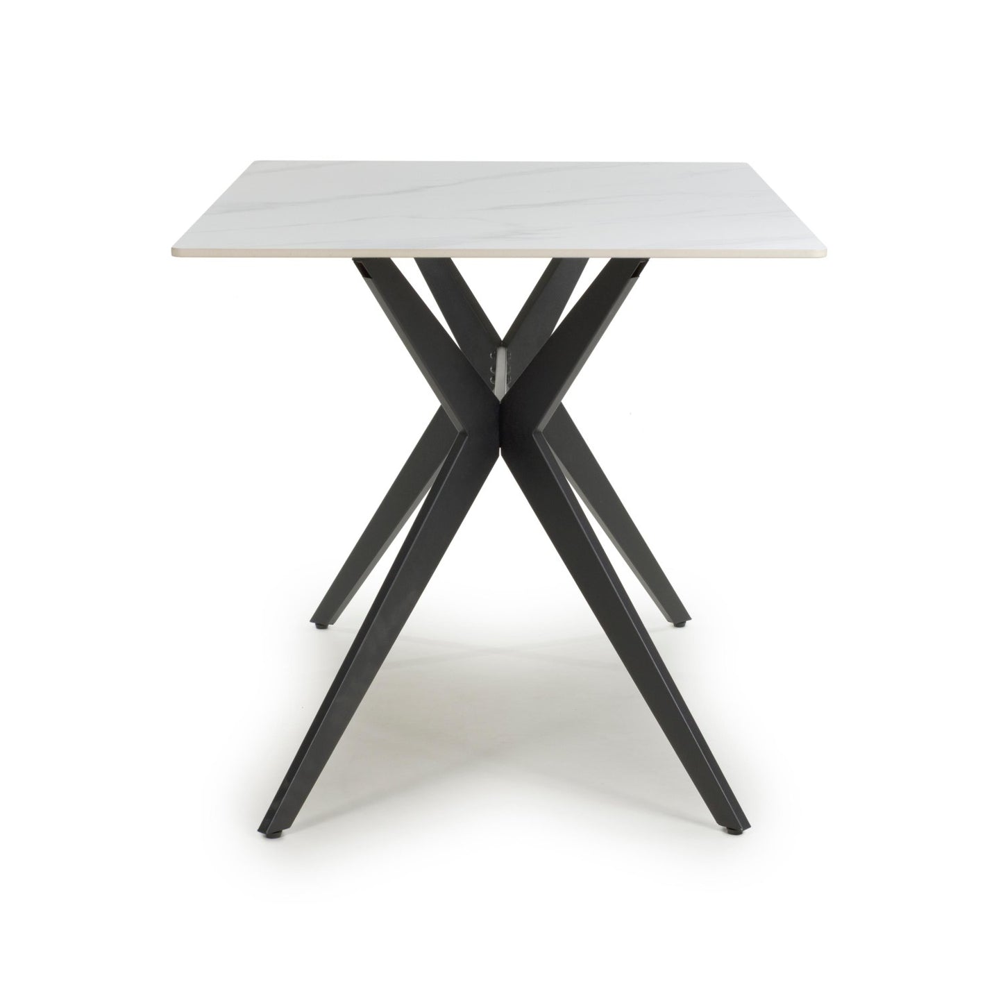 White Marble Effect 120cm Dining Table with X Frame Legs