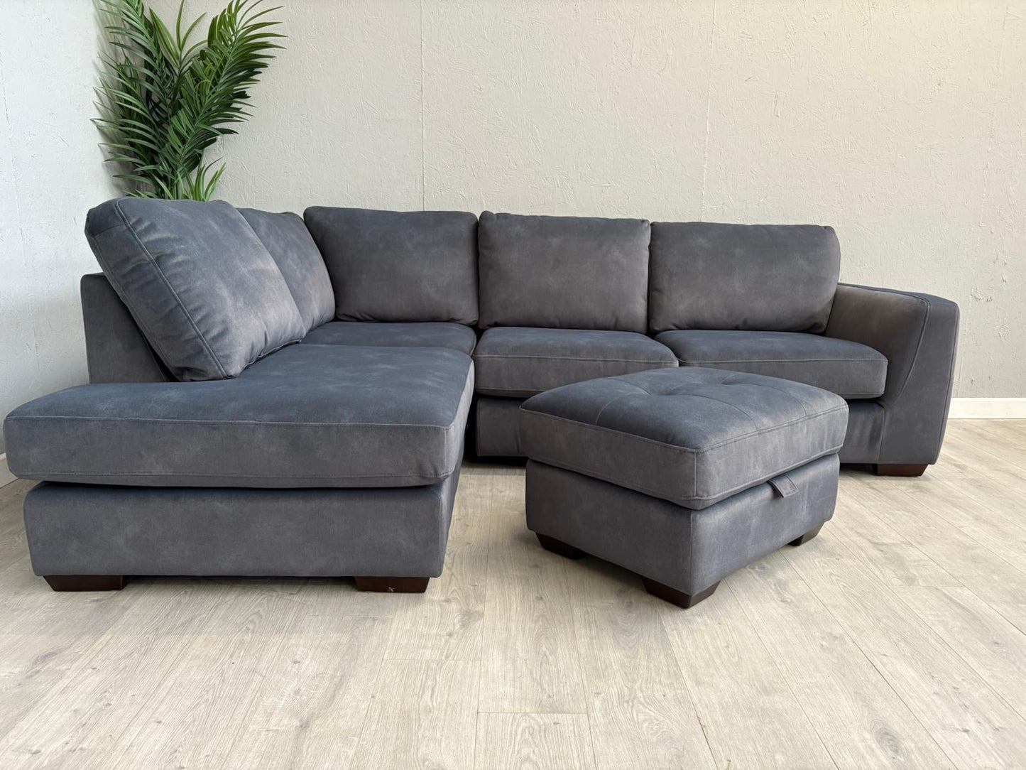 Furniture Village Dinky LHF Fabric Corner Chaise End Sofa + Footstool, RRP: £1890