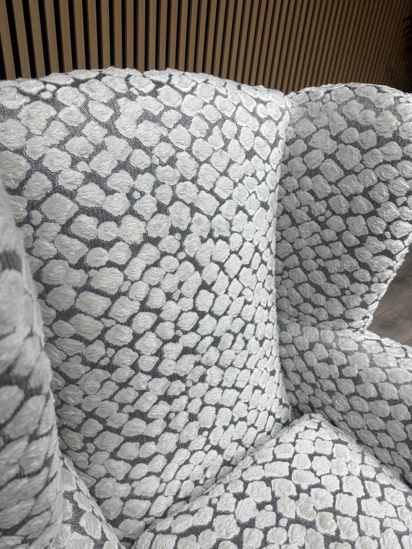 Habitat Fabric Wingback Chair / Armchair, Pebble- RRP £999