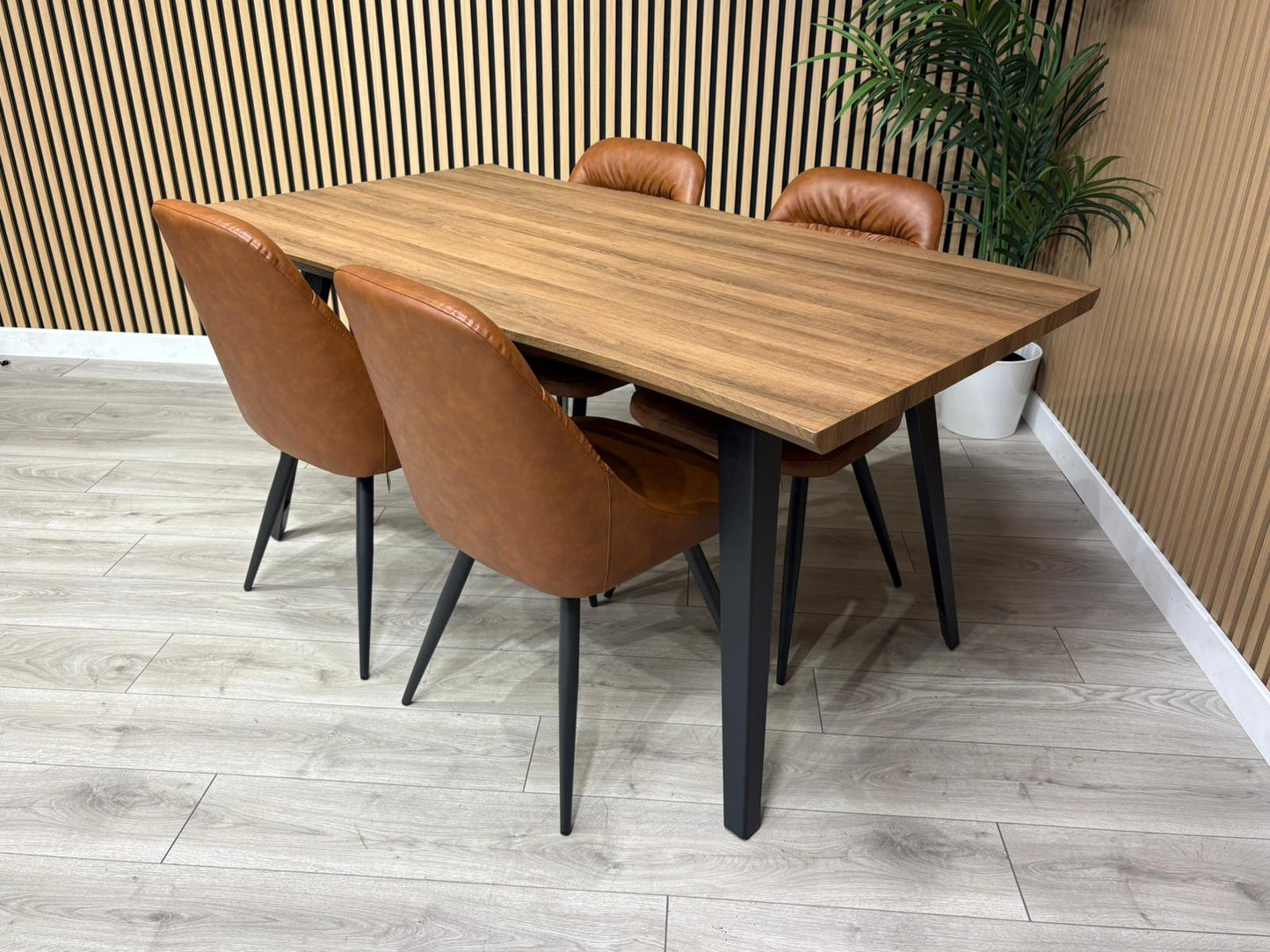 NEXT Sample - Corrine Industrial Dining Table + 4 leather effect chairs - RRP £1899