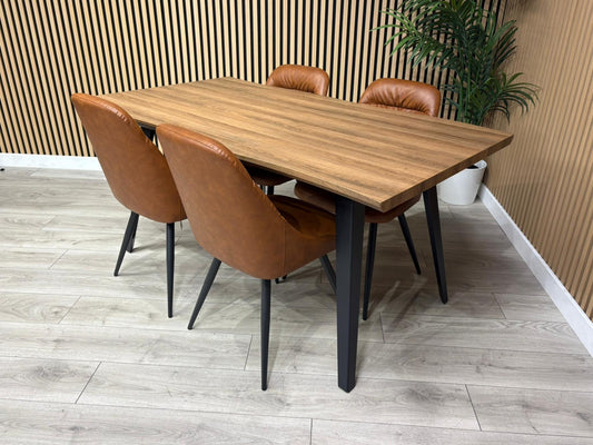 NEXT Sample - Corrine Industrial Dining Table + 4 leather effect chairs - RRP £1899
