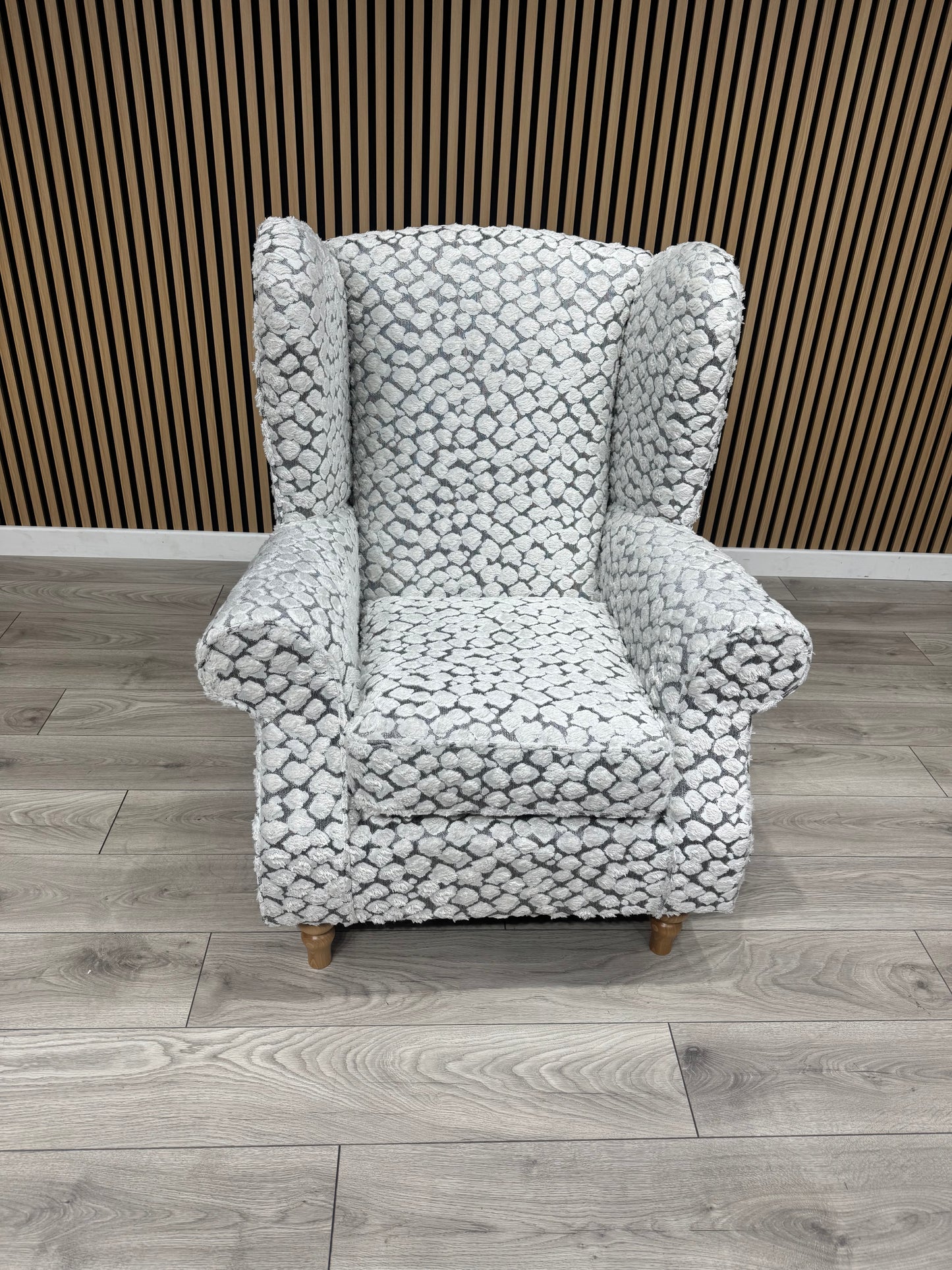 Habitat Fabric Wingback Chair / Armchair, Pebble- RRP £999