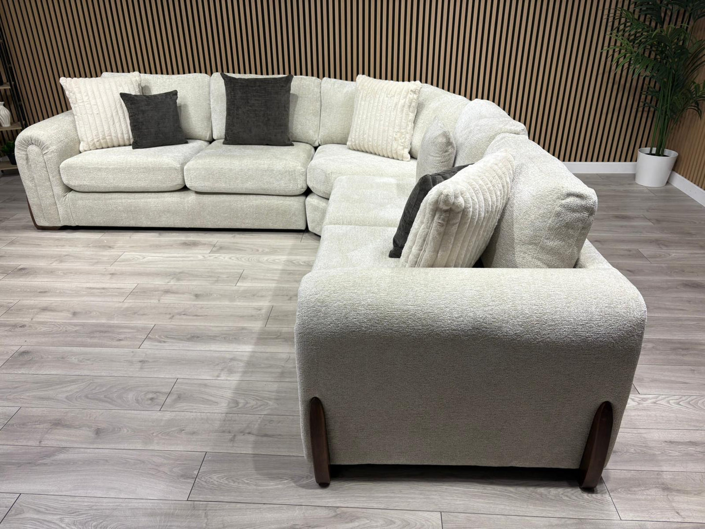 Sofology Marble Arch Style 2 Corner 2 Large Fabric Corner Sofa, Stone - RRP £3,129