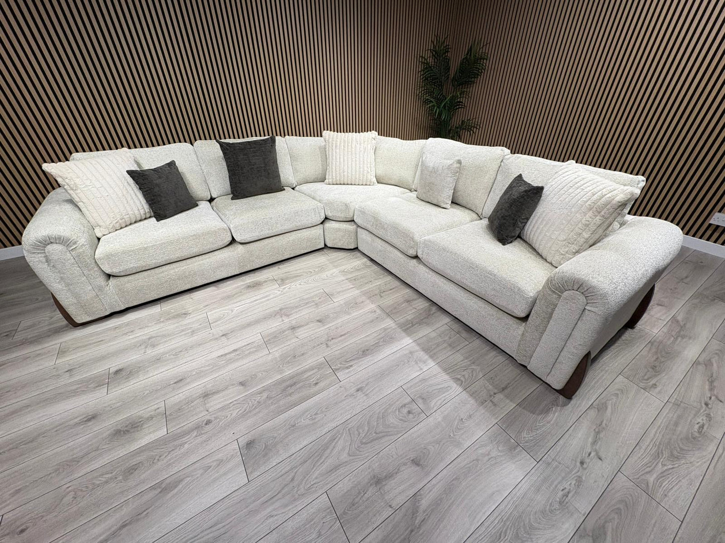 Sofology Marble Arch Style 2 Corner 2 Large Fabric Corner Sofa, Stone - RRP £3,129