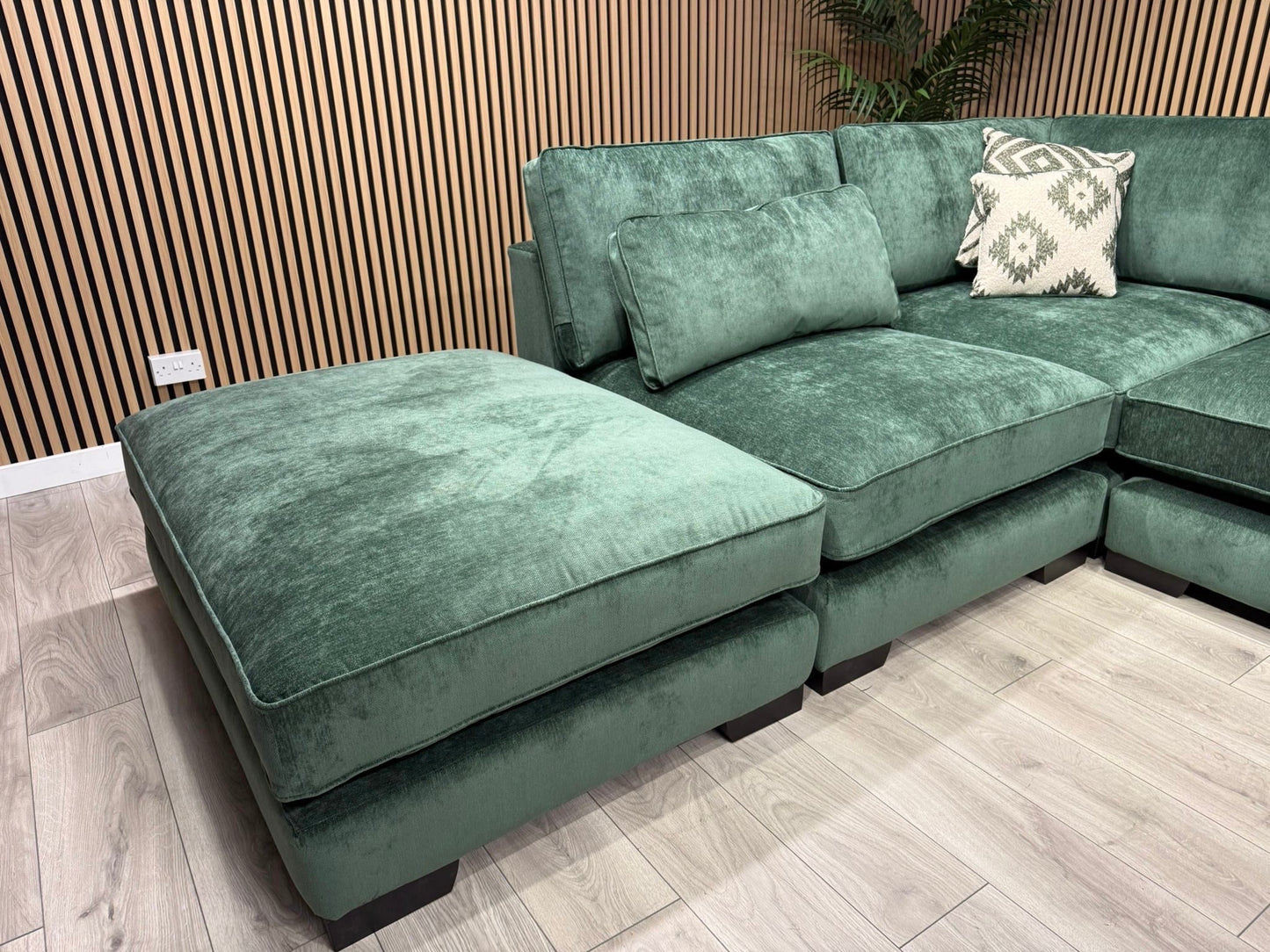 Sofology CAVALLI Style Fabric Open Chaise LHF Corner Sofa + Footstool - RRP £5398
