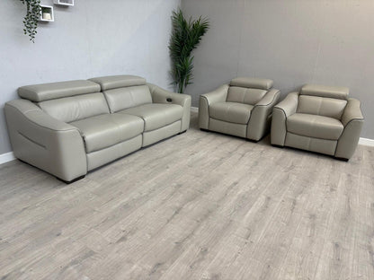 Furniture Village Elixir 3 Seater + 2 Armchairs Leather Power Recliner Sofa Set RRP £4785