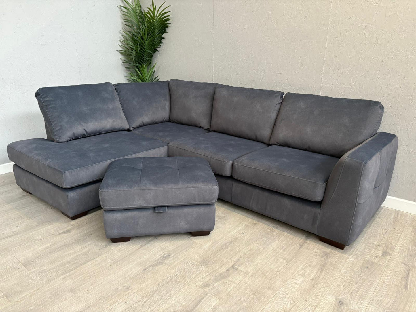 Furniture Village Dinky LHF Fabric Corner Chaise End Sofa + Footstool, RRP: £1890