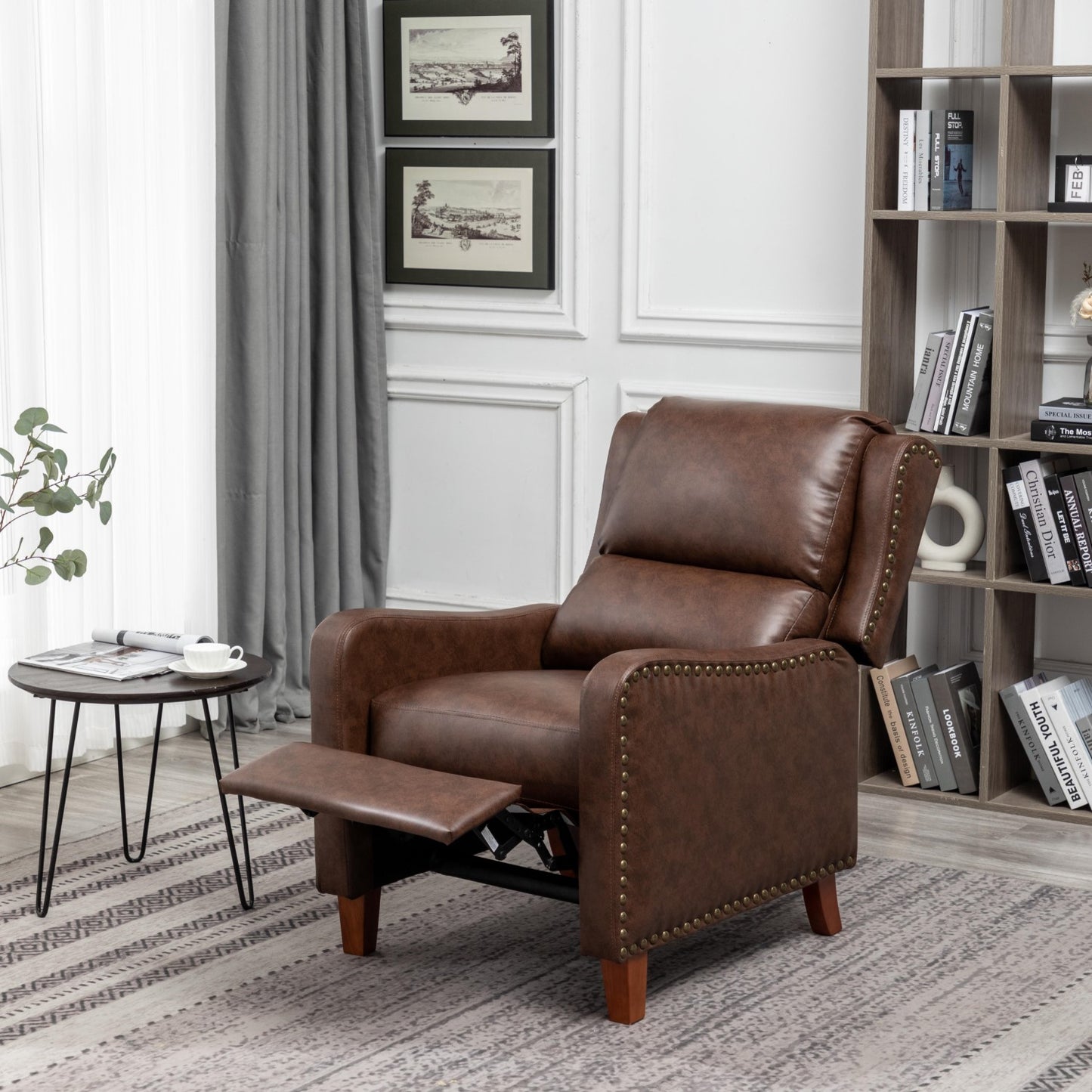 Portland Brown Leather Effect Recliner