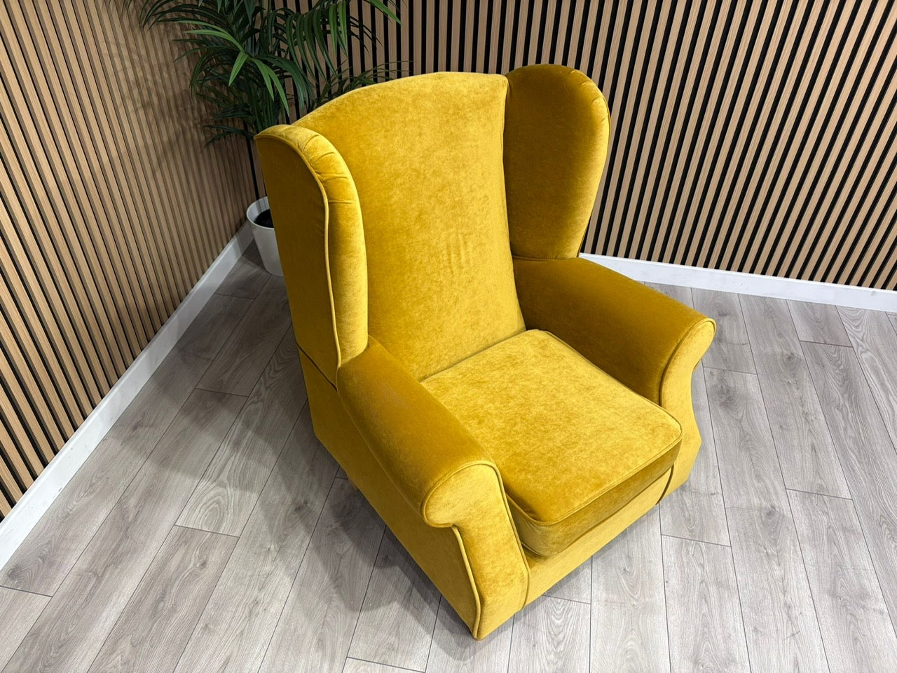 Habitat Fabric Wingback Chair / Armchair, Mustard - RRP £999