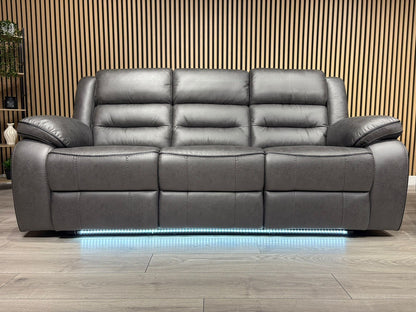 DFS Eigar Style Fabric 3+2 Seater Sofa Set Power Recliners + LED Lights RRP £2399