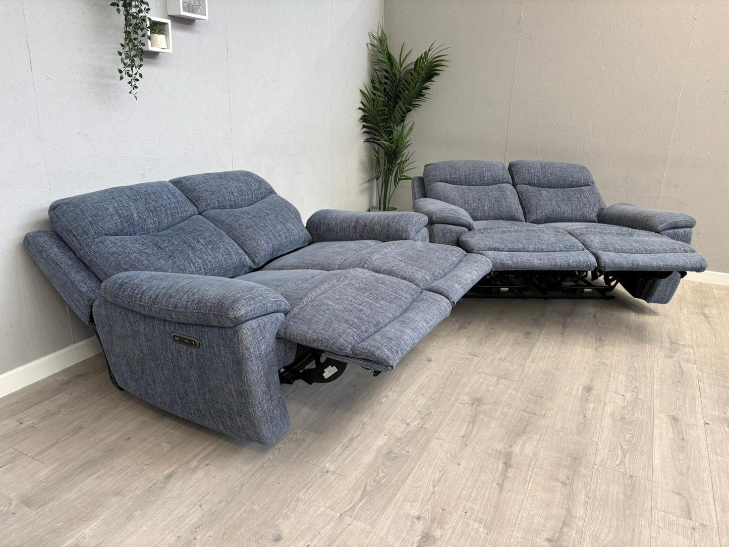 Furniture Village SLOANE Fabric 2+2 Seater Power Recliners - RRP £1950