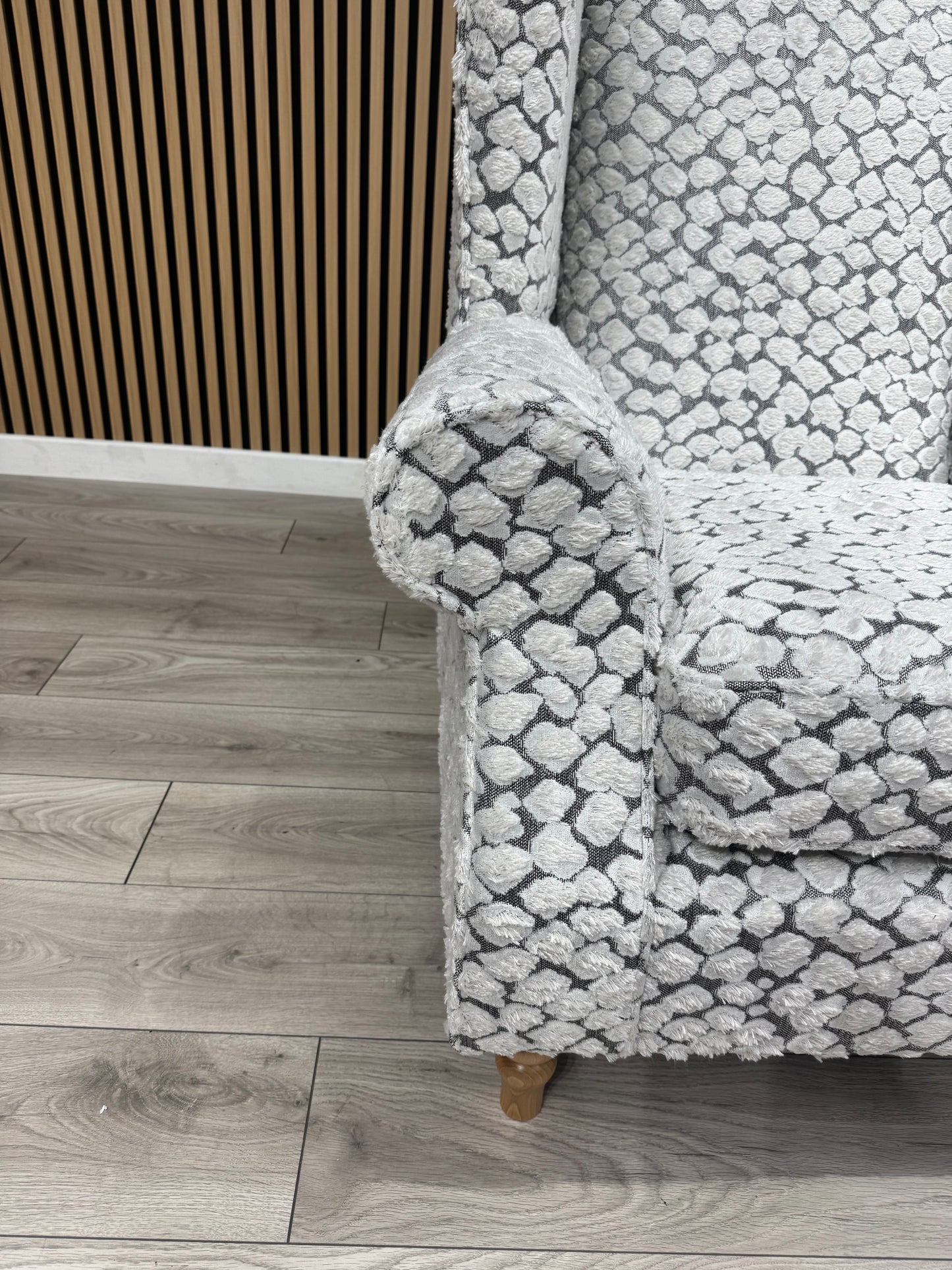 Habitat Fabric Wingback Chair / Armchair, Pebble- RRP £999