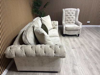 Victoria Fabric 3 Seater Sofa + Wingback Chair Set - RRP £3198