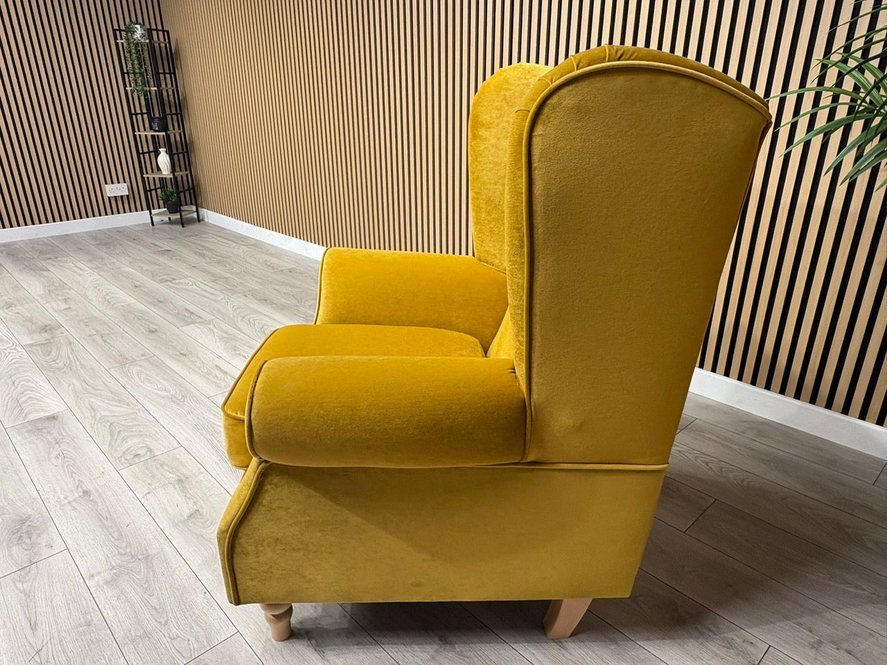 Habitat Fabric Wingback Chair / Armchair, Mustard - RRP £999