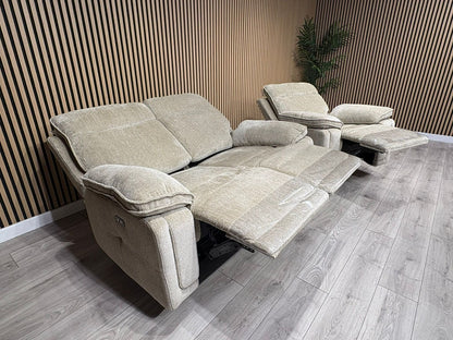 DFS Sample - Cadenza Style Fabric 2 Seater + Armchair Power Sofa Set - RRP £2488