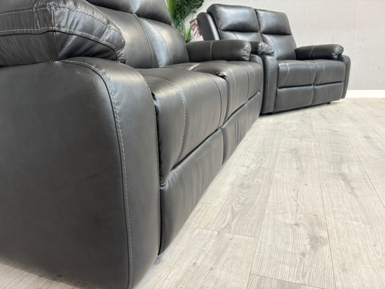 DFS Leather 3 Seater + 2 Seater Power Recliner Sofa Set - RRP £2598