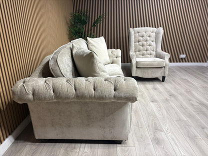 Victoria Fabric 3 Seater Sofa + Wingback Chair Set - RRP £3198