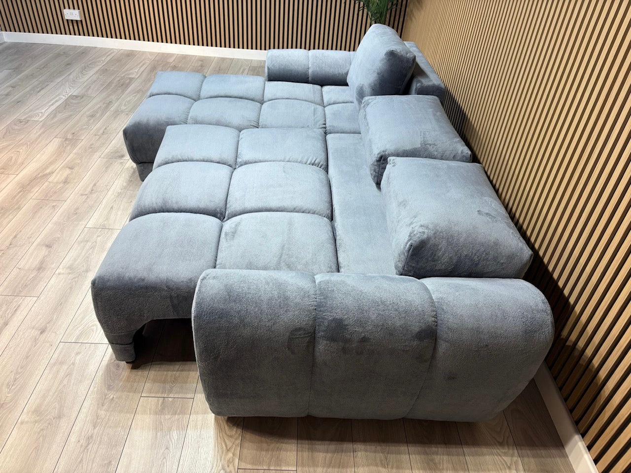 AZZURO Premium Fabric LHF Corner Chaise Sofa Bed with Storage, Grey - RRP £1,799