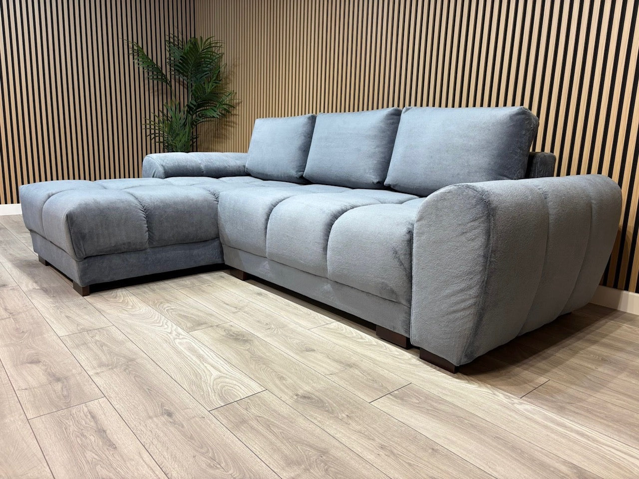 AZZURO Premium Fabric LHF Corner Chaise Sofa Bed with Storage, Grey - RRP £1,799