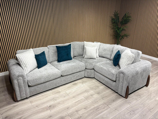 Sofology Marble Arch Style 2 Corner 1 Fabric Corner Sofa, Grey - RRP £3029