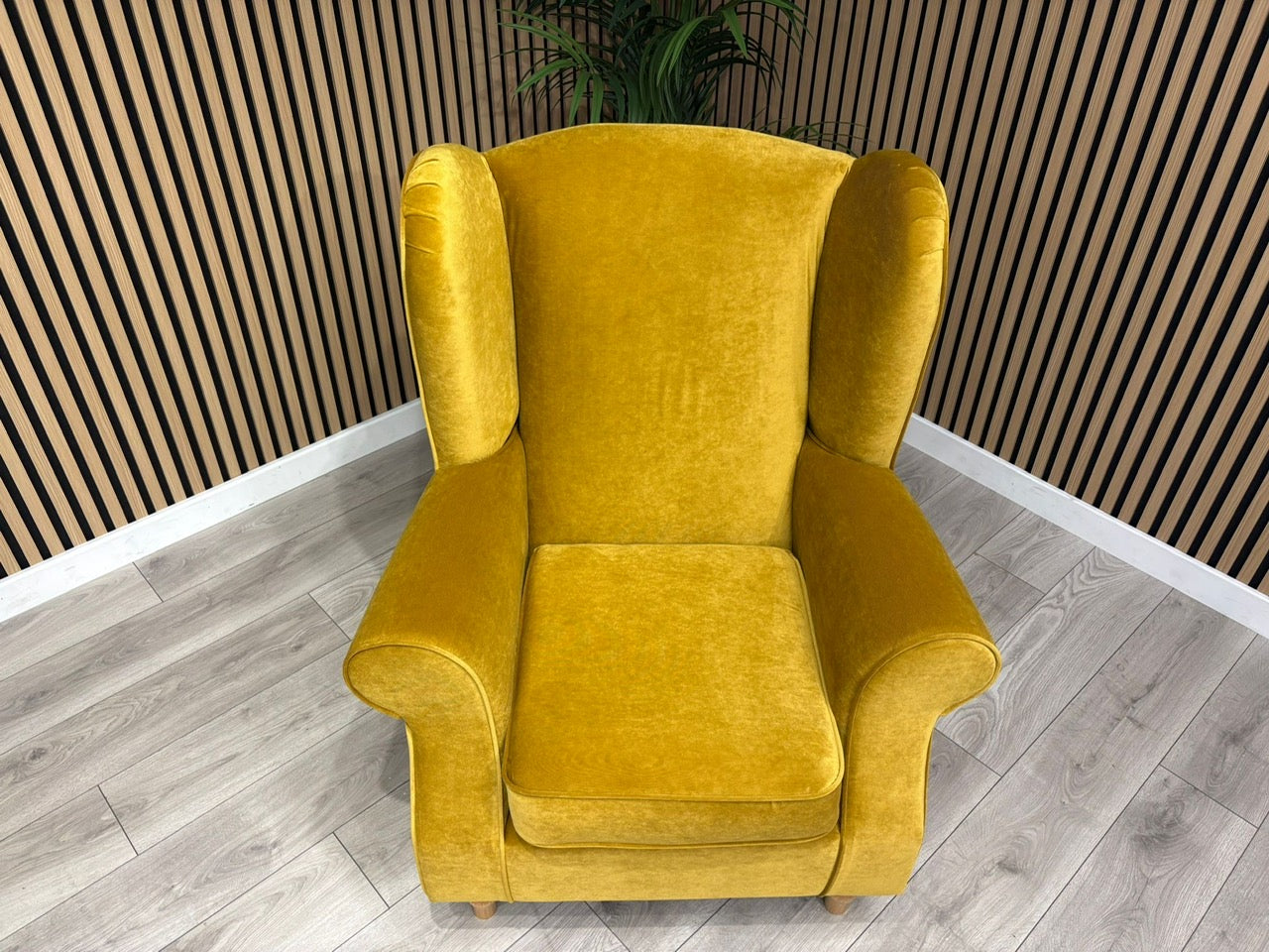 Habitat Fabric Wingback Chair / Armchair, Mustard - RRP £999