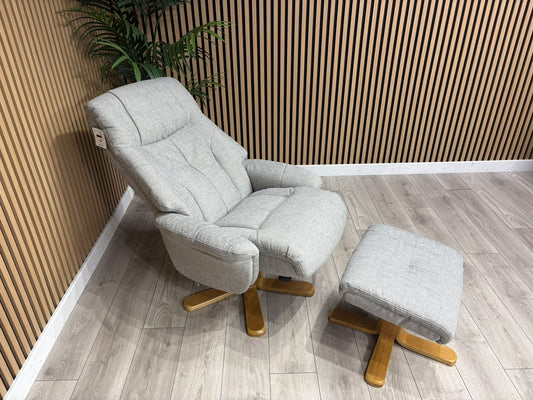 John Lewis Sample Relaxed Swivel Recliner Chair + Footstool - RRP £899