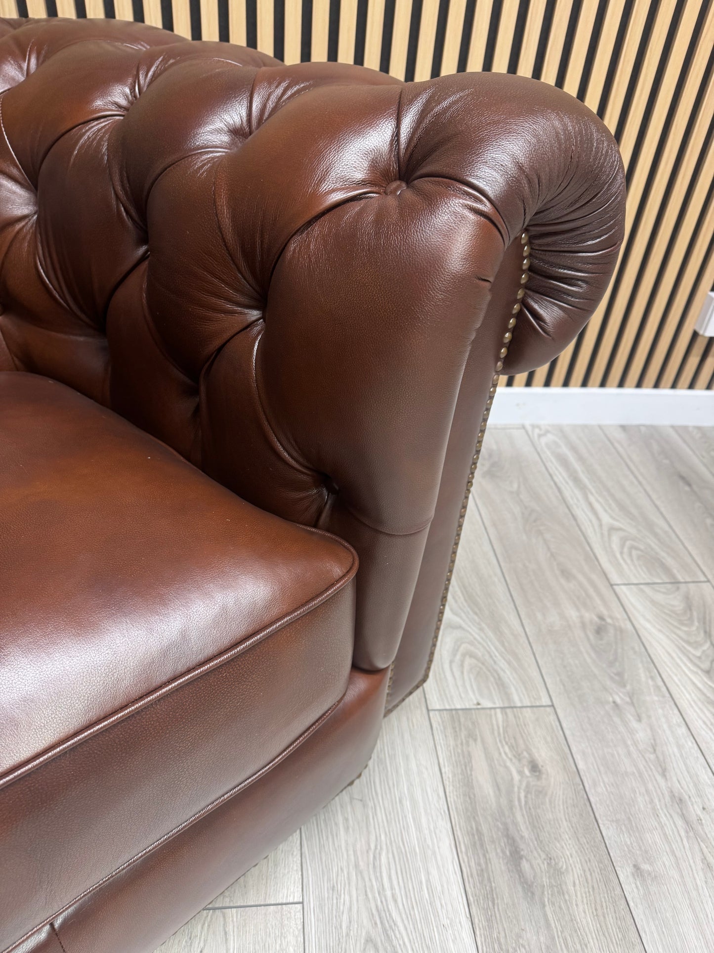 At The Helm Shackleton Style 3 Seater + 2 Armchairs Leather Chesterfield Sofa Set