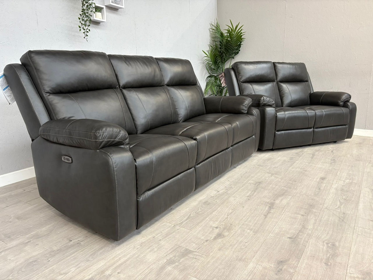 DFS Leather 3 Seater + 2 Seater Power Recliner Sofa Set - RRP £2598
