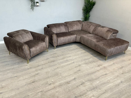 DFS Lidia Left Hand Facing Arm Open End Power Recliner Corner Sofa + Chair, RRP: £2898