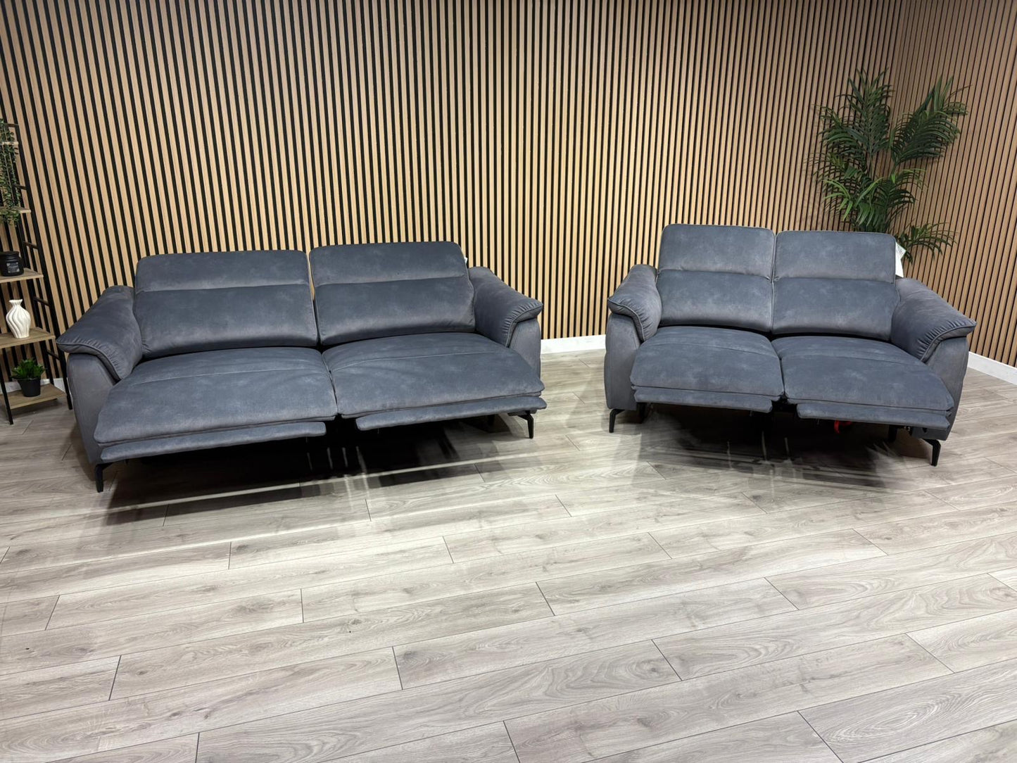 Furniture Village EZRA Style Fabric 3 Seater + 2 Seater Power Recliners - RRP £3890