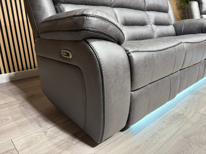 DFS Eigar Style Fabric 3+2 Seater Sofa Set Power Recliners + LED Lights RRP £2399