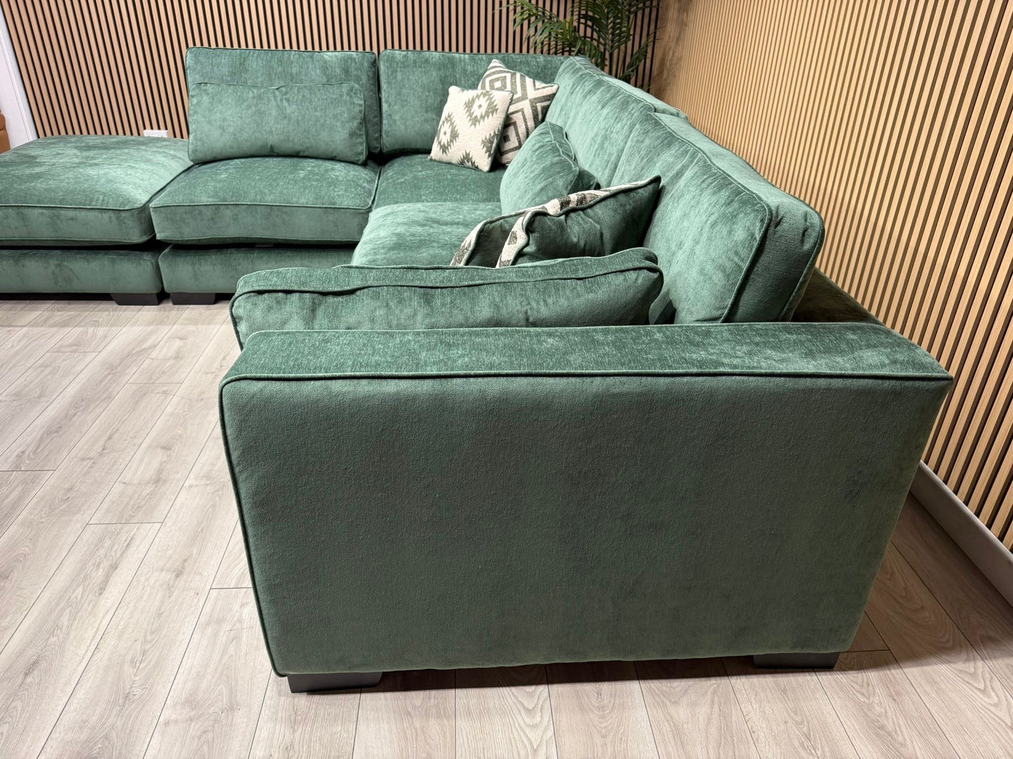 Sofology CAVALLI Style Fabric Open Chaise LHF Corner Sofa + Footstool - RRP £5398