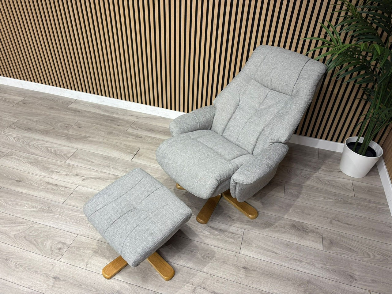 John Lewis Sample Relaxed Swivel Recliner Chair + Footstool - RRP £899